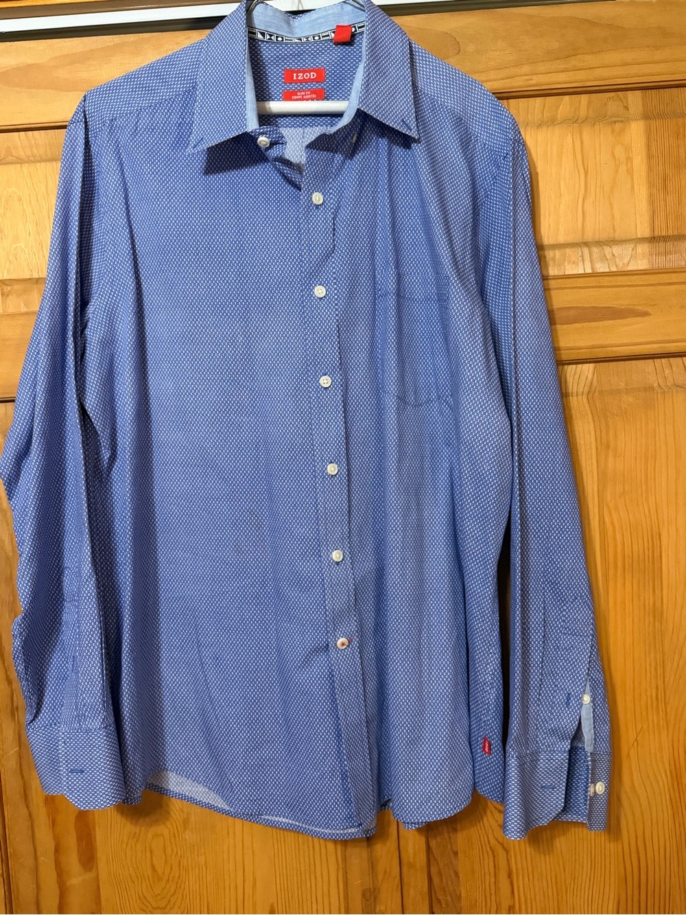 Izod Blue Micro-Geo Print Dress Shirt